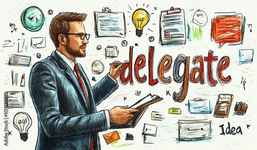 Businessman  Delegating Tasks