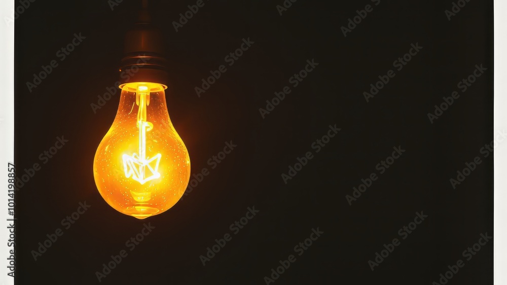 A single hanging lightbulb glows warmly amidst a dark background, its soft light symbolizing the clarity and A single hanging lightbulb glows warmly amidst a dark background, its soft light symbolizing the clarity and