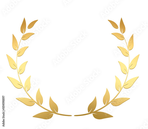 Gold laurel wreath, Golden circular laurel olive branches greek wreath vector illustration, A winner award of olive, victory symbol, achievement heraldry symbol isolated on white background