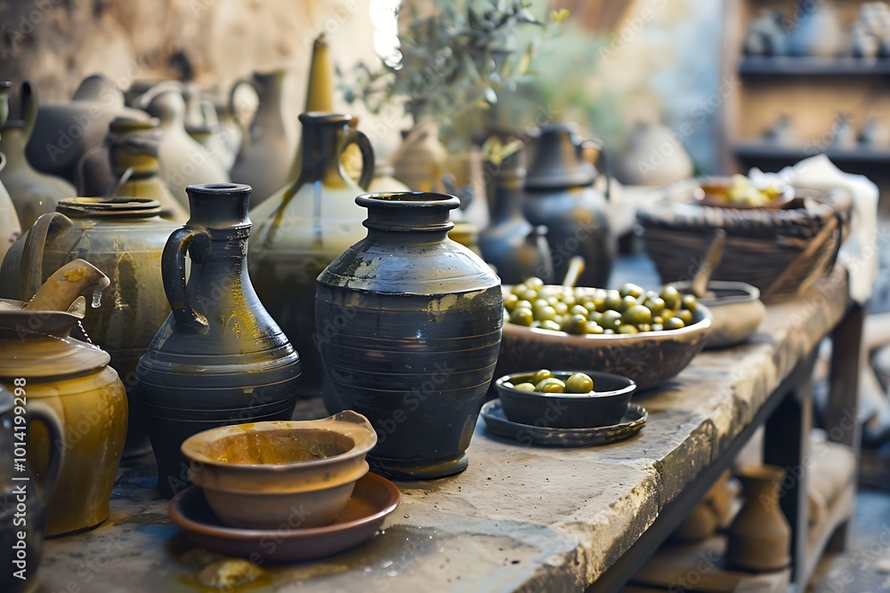 Process of making olive oil in ancient times. Close-up Process of making olive oil in ancient times. Close-up
