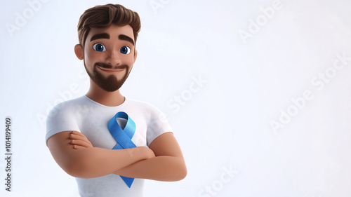 cartoon man with a blue ribbon blue november