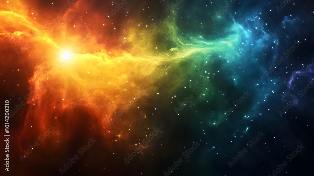 Cosmic Nebula with Bright Stars and Colorful Gas Clouds Cosmic Nebula with Bright Stars and Colorful Gas Clouds