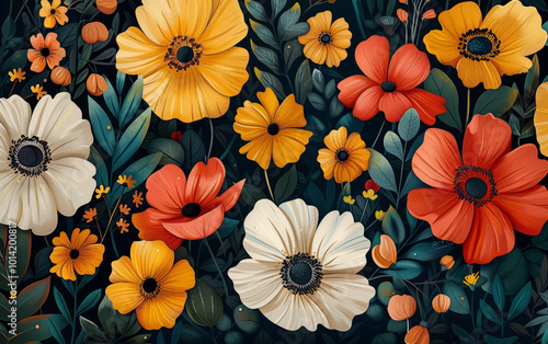 Retro style floral texture art background