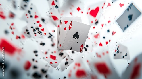 Ace of Spades Falling Playing Cards White Background