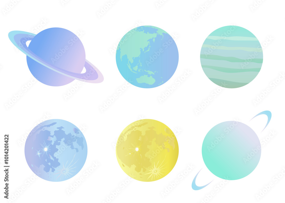 Φωτογραφία 惑星と月のイラストセット　挿絵　背景イラスト