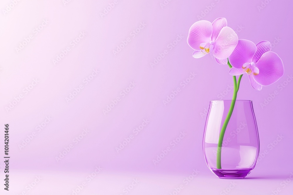 Elegant purple orchids in a modern glass vase Elegant purple orchids in a modern glass vase