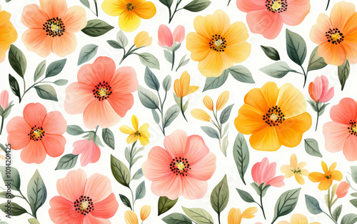 Wallpaper Mural Retro style floral texture art background Torontodigital.ca