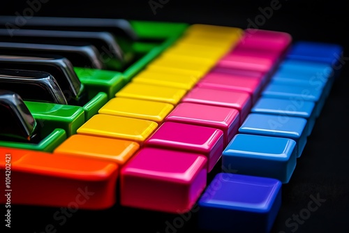 Colorful Piano Keys with Glossy Finish