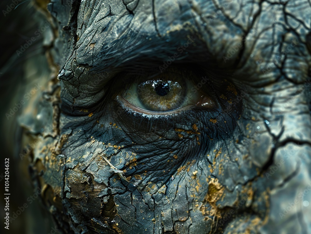 Close Up of a Creepy Eye with Cracked Skin Close Up of a Creepy Eye with Cracked Skin