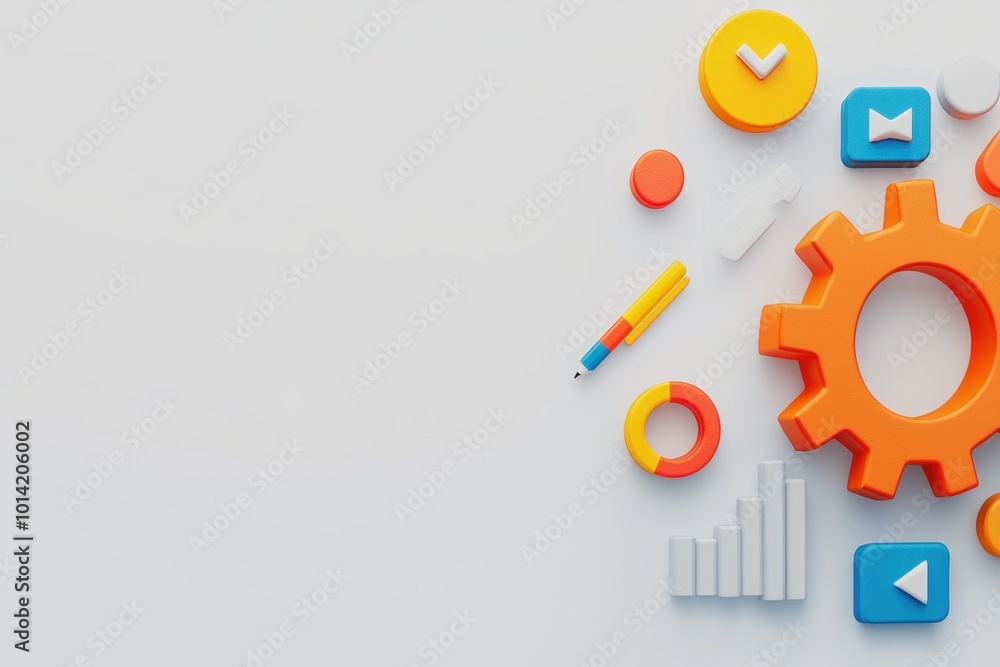 Colorful business and technology icons on a white background Colorful business and technology icons on a white background