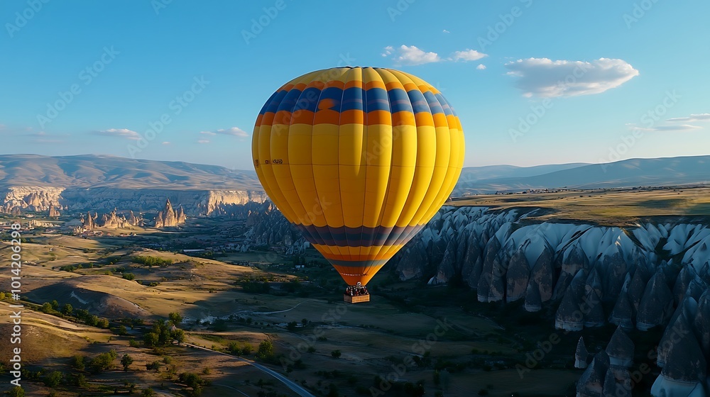 Obraz premium Hot Air Balloon Over Cappadocia Landscape at Sunrise