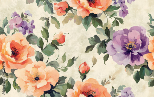 Retro style floral texture art background