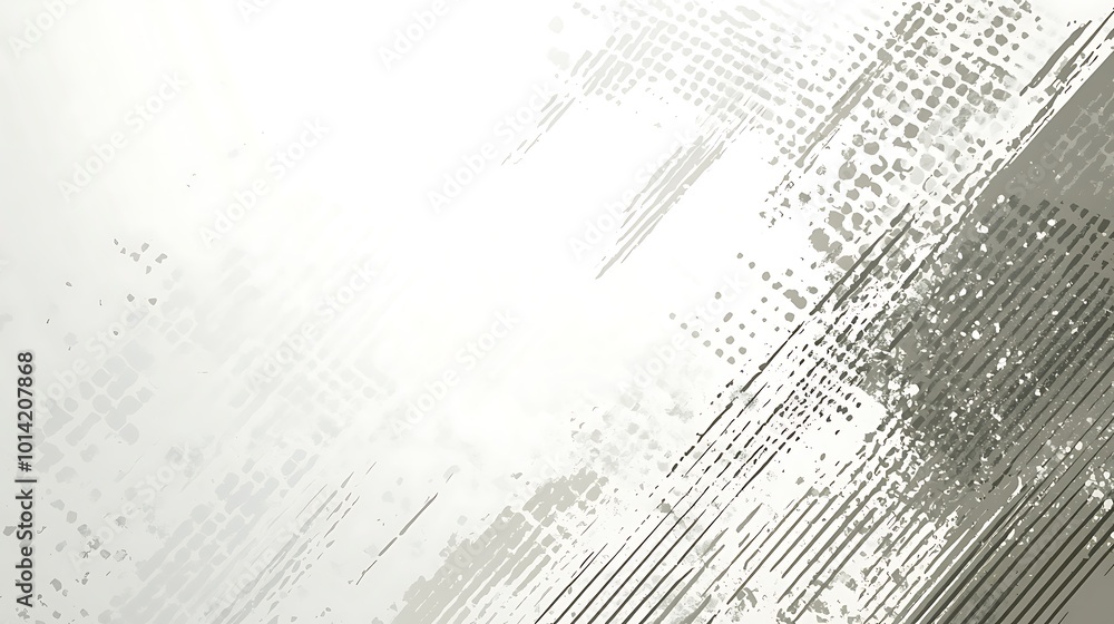 Obraz premium Abstract background with gray and white diagonal lines and dots, creating a textured and modern effect.