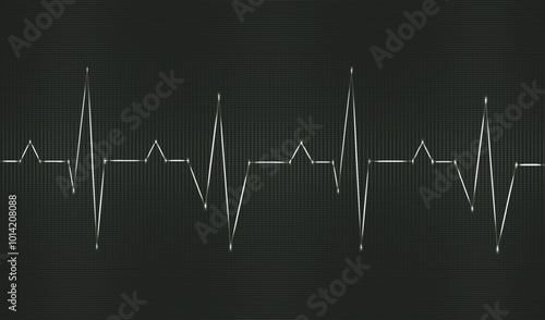 Cardiogram of the heart rate. White glowing neon heart rate illustration. Black and white image. Vector illustration EPS 10
