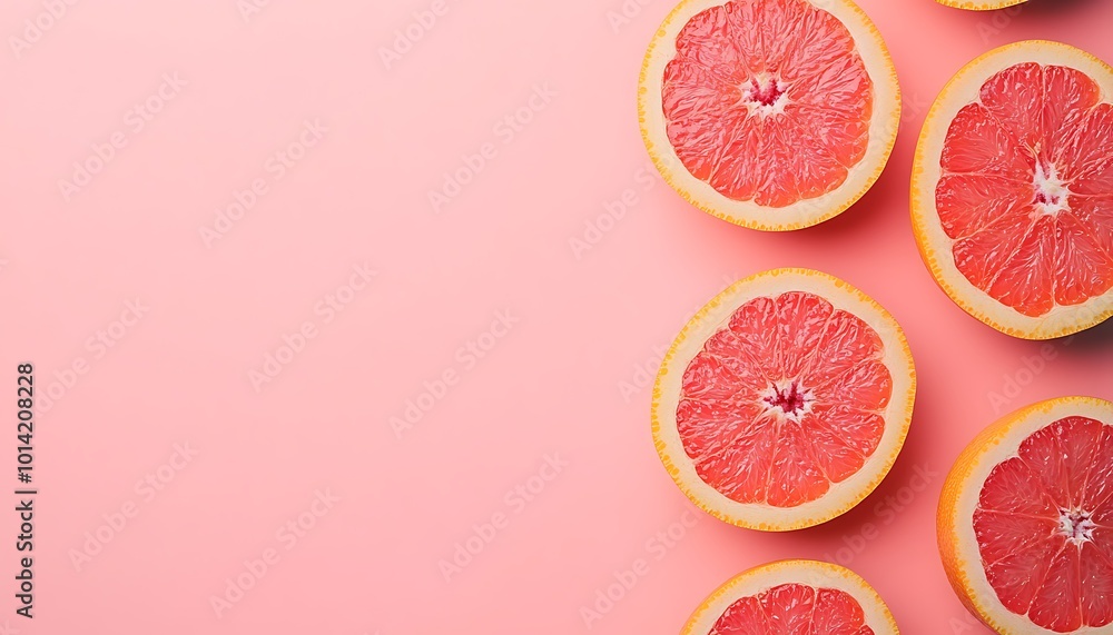 Pink Background with Halved Grapefruit Pink Background with Halved Grapefruit