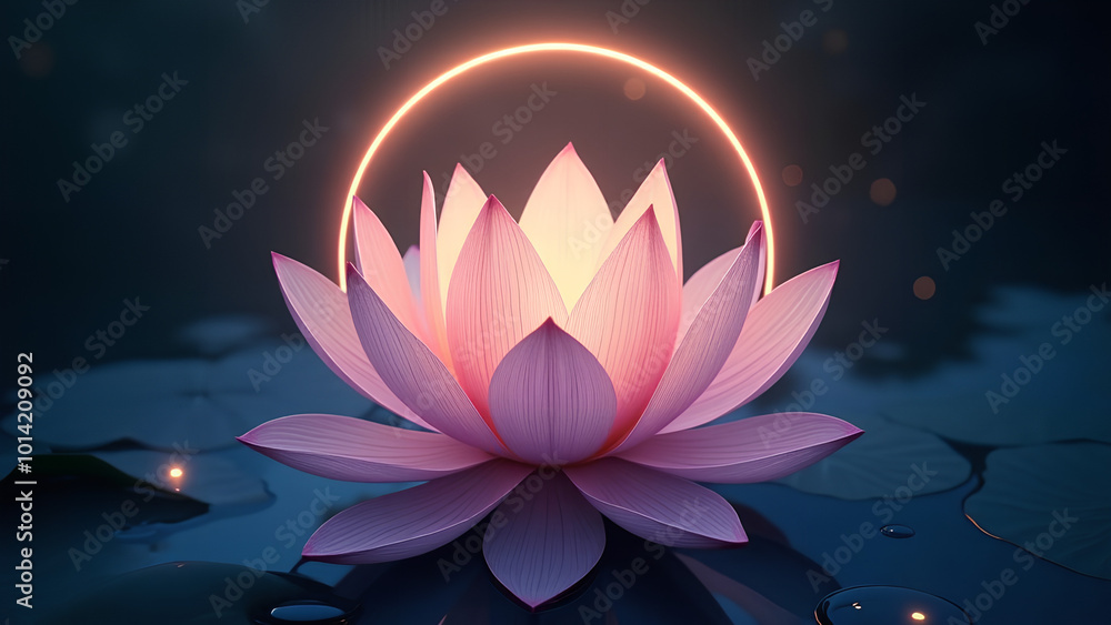 An enchanting lotus flower blooming with delicate flowing petals is the focal point of a stunning vector art logo The circular outline behind it enhances its magical aura An enchanting lotus flower blooming with delicate flowing petals is the focal point of a stunning vector art logo The circular outline behind it enhances its magical aura