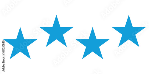 5 star blue color align effect, star icon vector