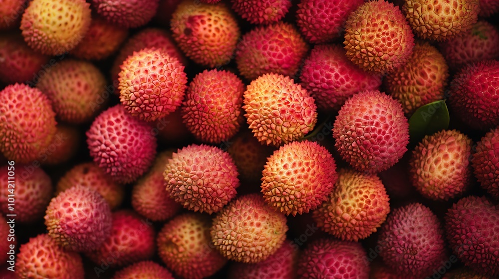 Close-up of Lychee Fruit with Spiky Texture Close-up of Lychee Fruit with Spiky Texture