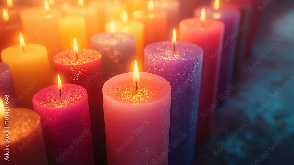 Close-Up of Candles Arranged in Neat Rows Close-Up of Candles Arranged in Neat Rows