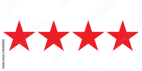5 star red color align effect, star icon vector