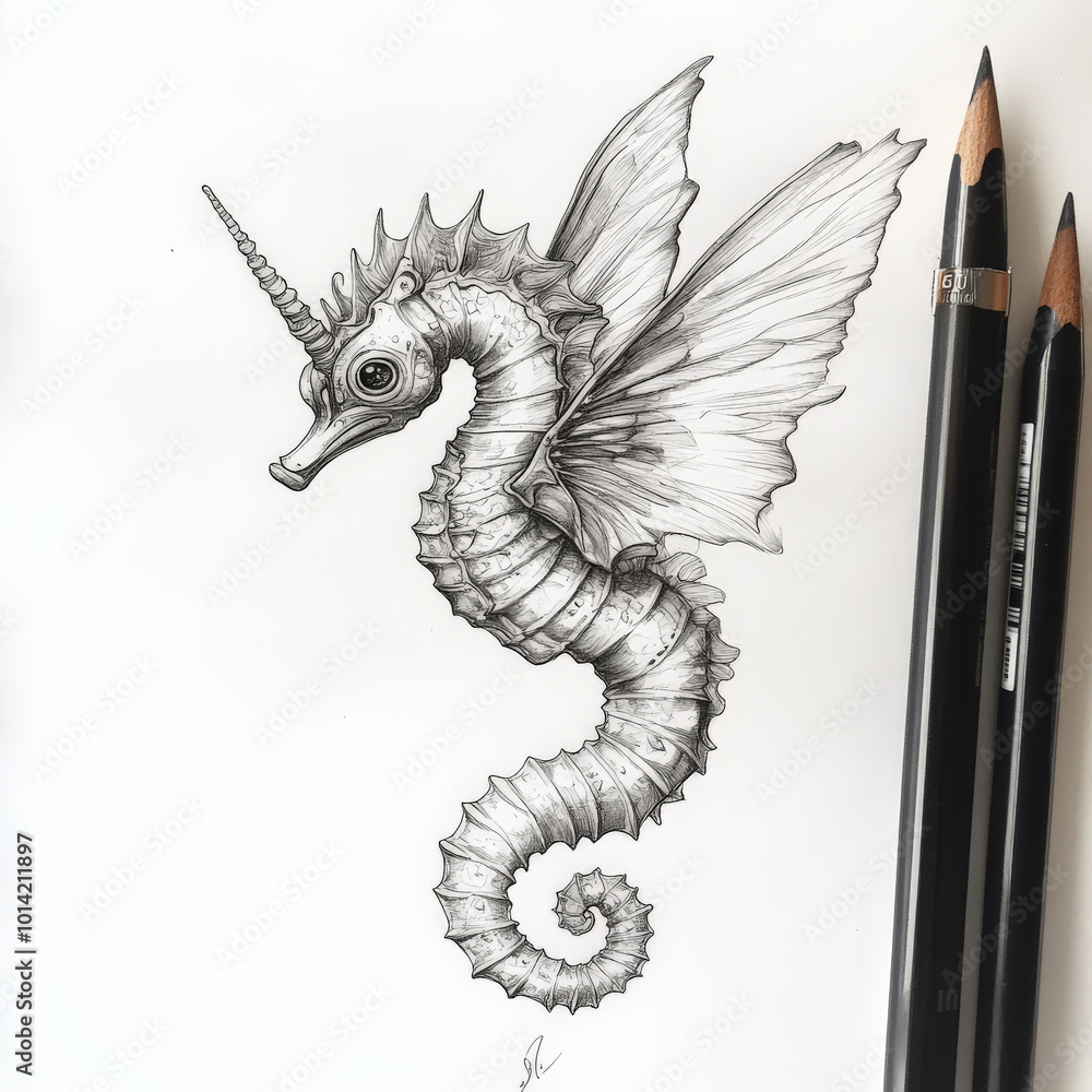 Fototapeta premium seahorse, animal, illustration, art, symbol, seahorse, golden, draw, vector, spine, tattoo, sea, design, decoration, fantasy, ornament, power
