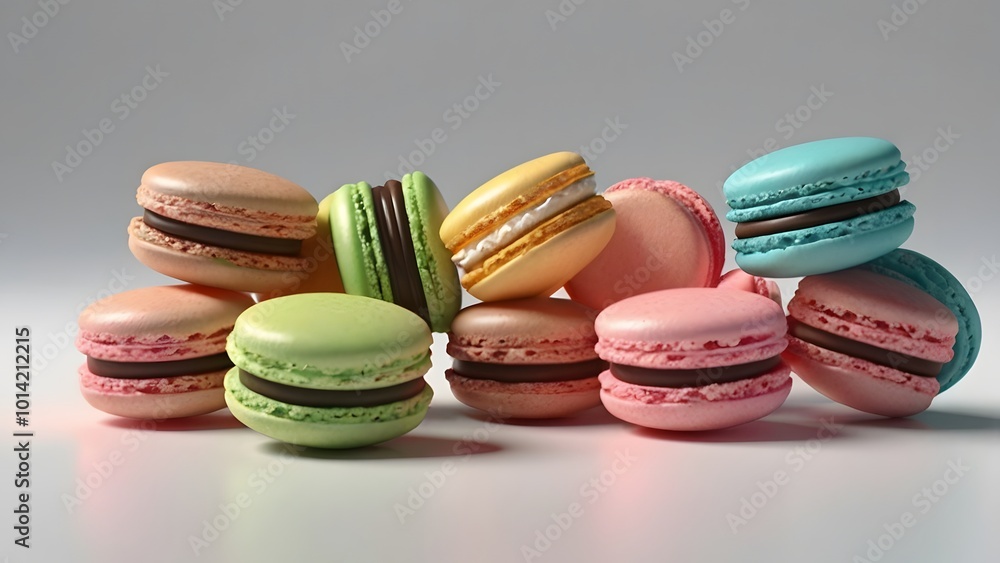 Sweet Macaroons in Pastel Colors isolated in a white background Sweet Macaroons in Pastel Colors isolated in a white background