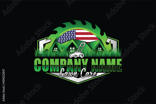 Illustration vector graphic of lawn care with Lawn mower home service black background, landscape, grass concept logo design template	