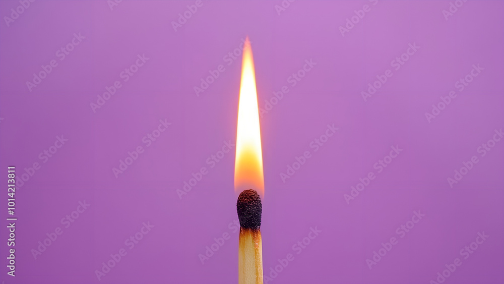 Burning Matchstick Against a Lavender Background Burning Matchstick Against a Lavender Background