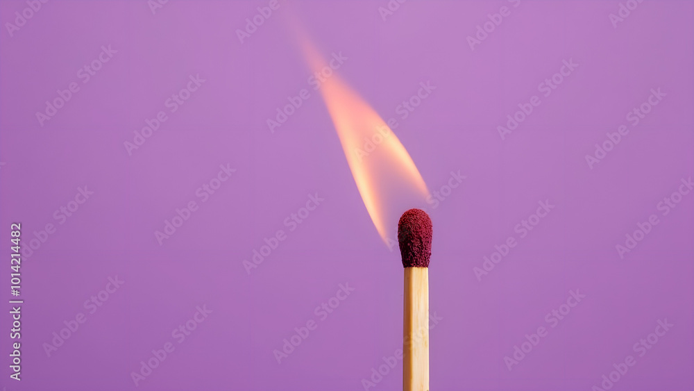Burning Matchstick Against a Lavender Background Burning Matchstick Against a Lavender Background