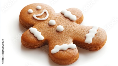 gingerbread man cookie cutout glossy icing isolated xmas decoration