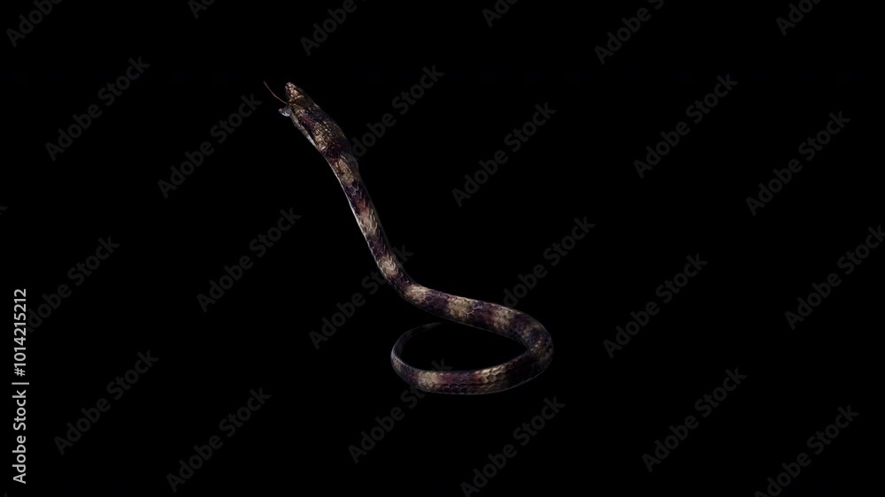 King Cobra - Asian Snake - Dark Skin with Light Stripes - Aggressive Standing and Jumping Attack Loop - Back Angle CU View - Alpha Channel - Realistic 4K UHD 3D animation on transparent background King Cobra - Asian Snake - Dark Skin with Light Stripes - Aggressive Standing and Jumping Attack Loop - Back Angle CU View - Alpha Channel - Realistic 4K UHD 3D animation on transparent background