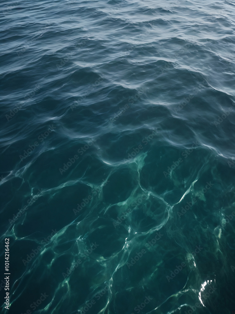 Fototapeta premium The sea’s surface dances with waves, a deep and mysterious blue.