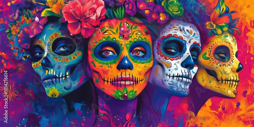 Wallpaper Mural style fantasy anatomical photo of Calavera, floral, sugar skull, Torontodigital.ca