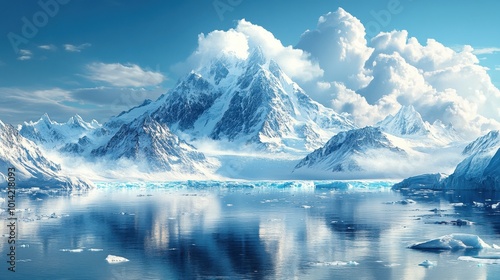 Landscapes of glacial mountains and glaciers