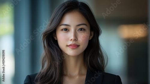 Wallpaper Mural Portrait of a young Asian businesswoman, capturing her confidence and professionalism, ideal for modern business and leadership themes with copy space Torontodigital.ca