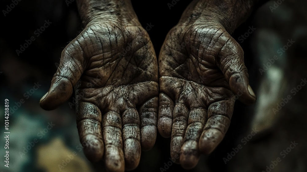 Close-Up of Worn Hands: A Story of Labor and Time Close-Up of Worn Hands: A Story of Labor and Time