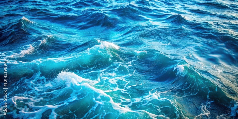 A Close-Up of a Blue Ocean with Breaking Waves, Captured from a Bird's-Eye View A Close-Up of a Blue Ocean with Breaking Waves, Captured from a Bird's-Eye View