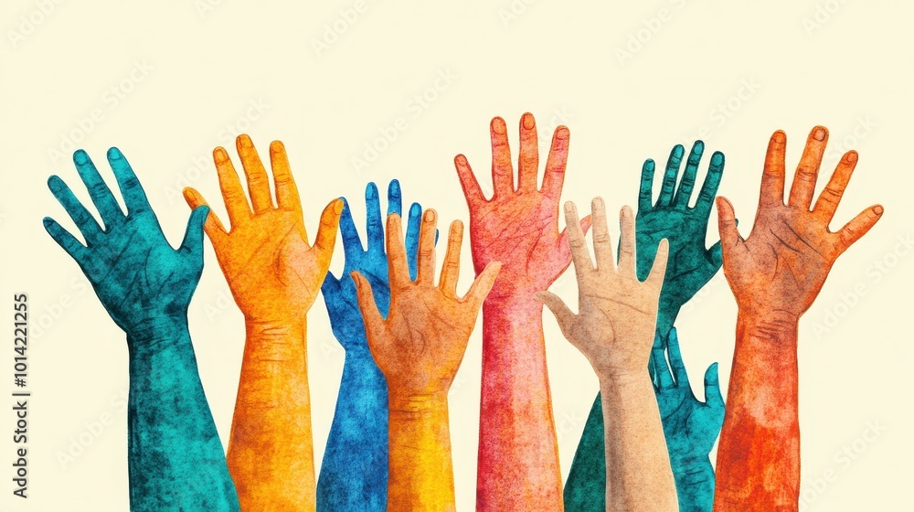 portrays a diverse group of volunteers joining hands in unity portrays a diverse group of volunteers joining hands in unity