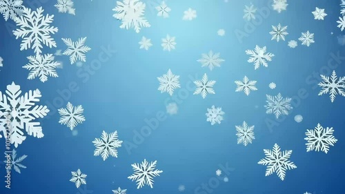 enchanting motion graphics snow flying againstblue background creatingbeautiful winter effect slowly falling snowflakes seamless loop animation particle snowflake overlay night abstract