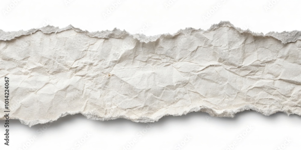 A Crinkled and Torn Piece of Paper with a Rough Edge on a White Background A Crinkled and Torn Piece of Paper with a Rough Edge on a White Background