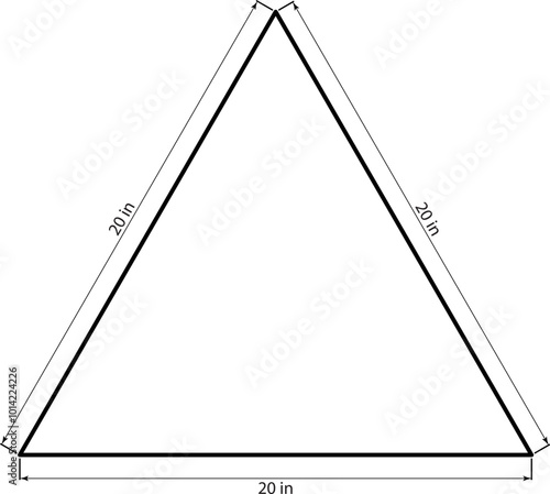 Equilateral triangle same length geometric shape illustration.