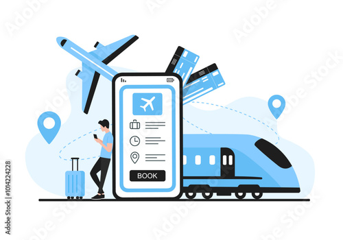 Travel concept. Colored vector flat illustration. White background.