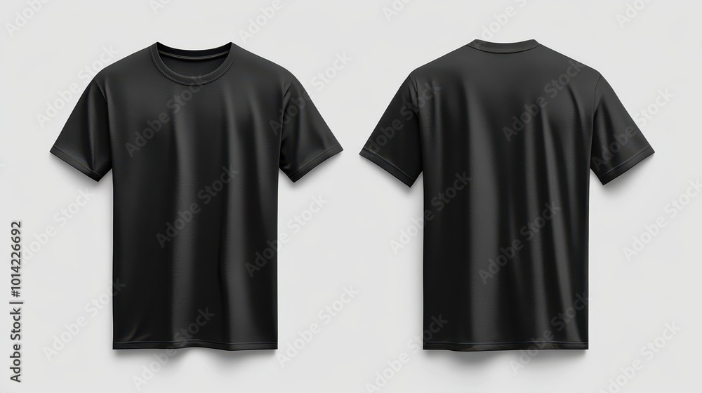 plain black t-shirt mockup design. front and rear view. isolated on transparent background. generative ai plain black t-shirt mockup design. front and rear view. isolated on transparent background. generative ai