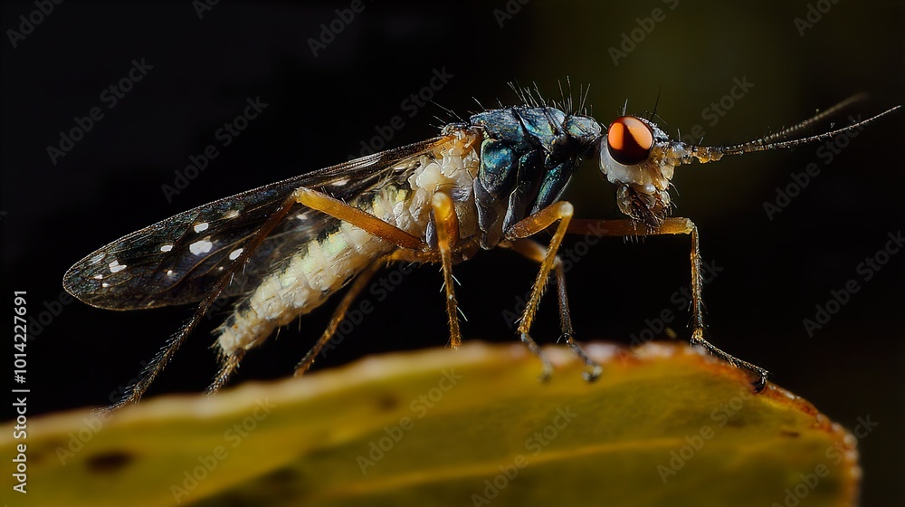 Macro Photography of a Tiny Fly with Striking Orange Eyes Macro Photography of a Tiny Fly with Striking Orange Eyes