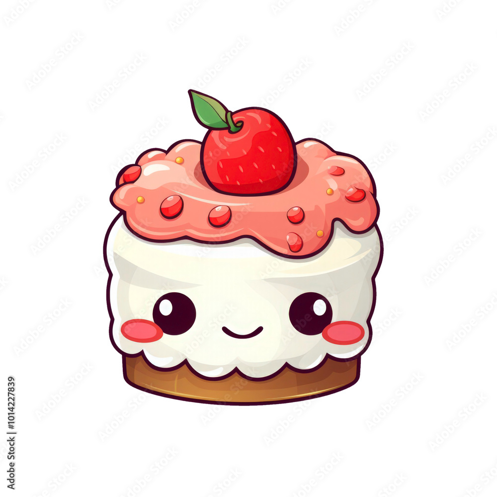 Cheerful cake with frosting and cherries is perfect for bakery menus, dessert posters, and celebration themed designs. Generative AI Cheerful cake with frosting and cherries is perfect for bakery menus, dessert posters, and celebration themed designs. Generative AI