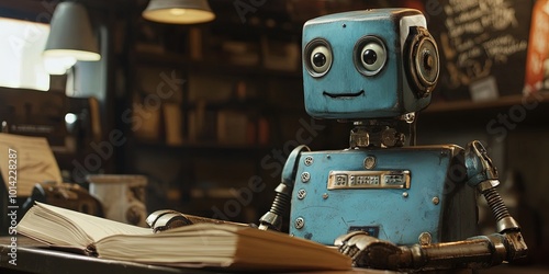 robot writer - AI writing and large language model concept