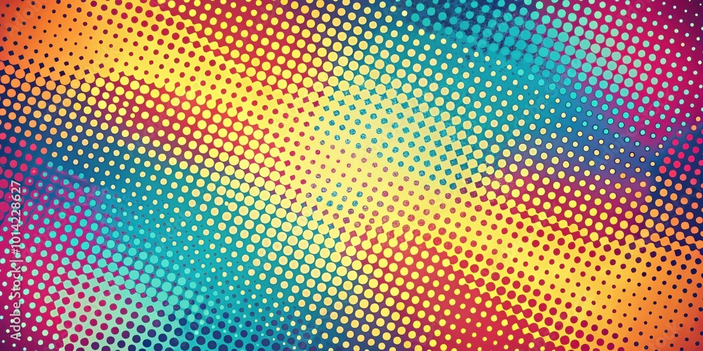 Abstract Retro Pattern with Circular and Square Shapes in Vibrant Yellow, Blue, and Red Hues Abstract Retro Pattern with Circular and Square Shapes in Vibrant Yellow, Blue, and Red Hues