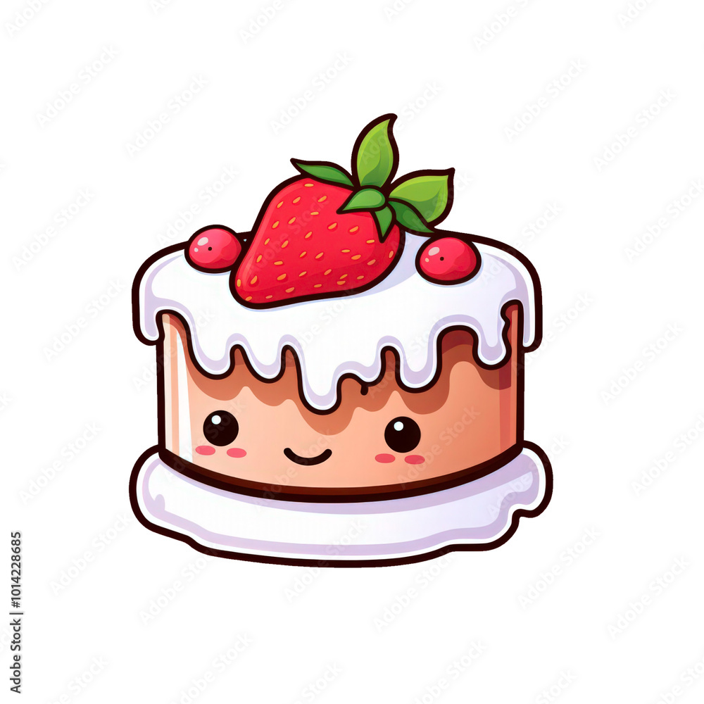 Cheerful cake with frosting and cherries is perfect for bakery menus, dessert posters, and celebration themed designs. Generative AI Cheerful cake with frosting and cherries is perfect for bakery menus, dessert posters, and celebration themed designs. Generative AI