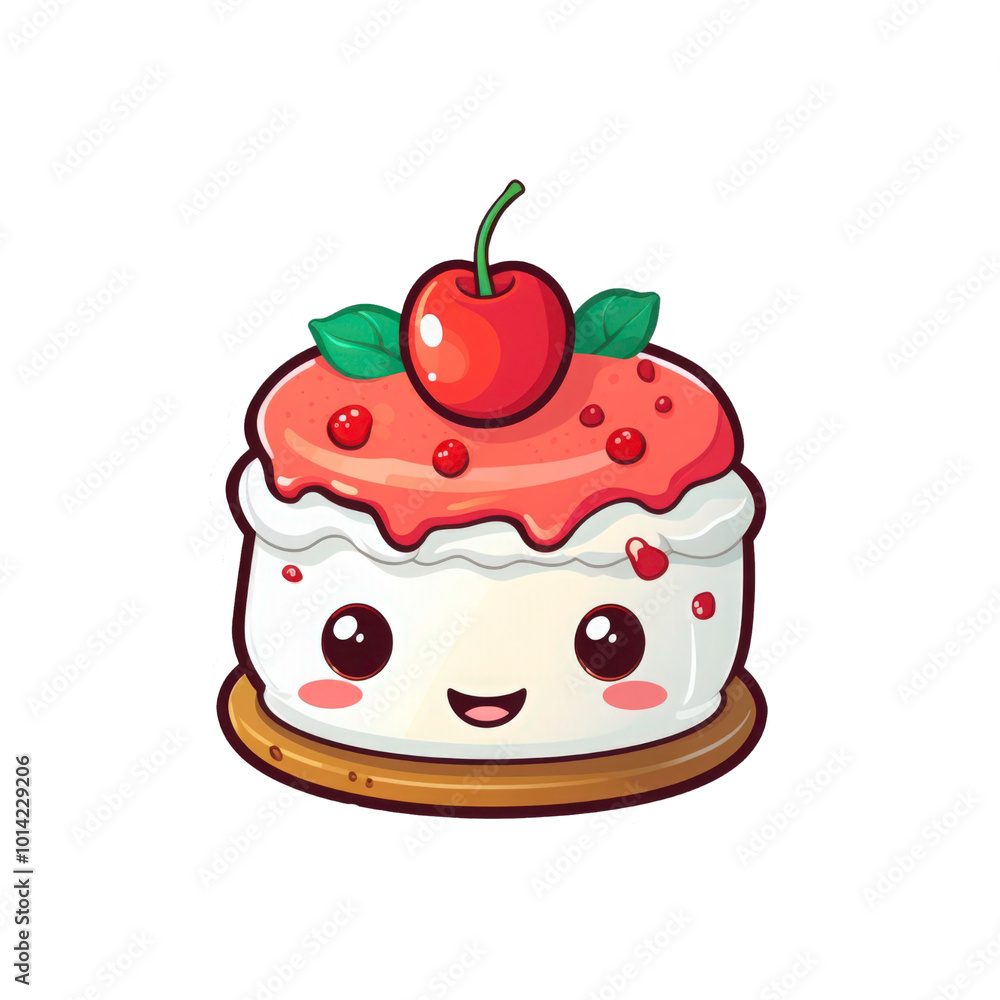 Cheerful cake with frosting and cherries is perfect for bakery menus, dessert posters, and celebration themed designs. Generative AI Cheerful cake with frosting and cherries is perfect for bakery menus, dessert posters, and celebration themed designs. Generative AI