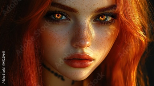 Beautiful sensual portrait of a very beautiful girl with red hair